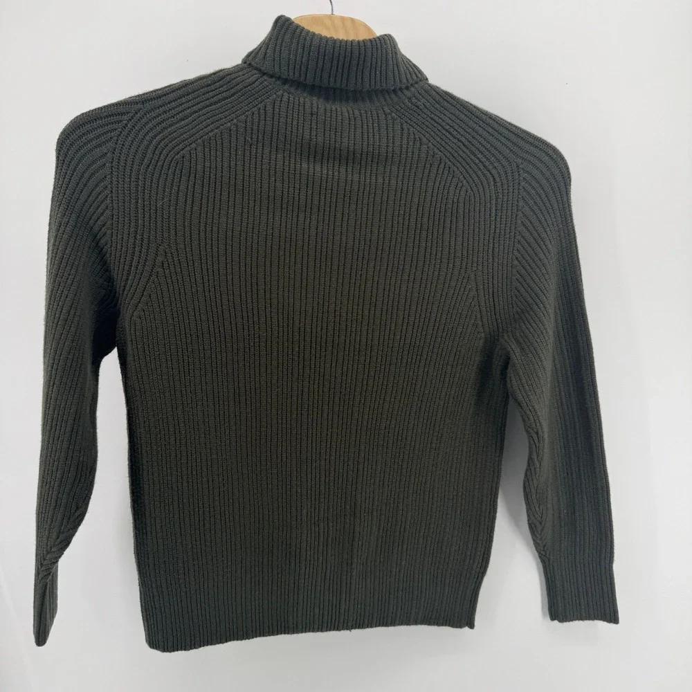 7 Diamonds Twin City Men Large Olive Green Ribbed Turtleneck Sweater SWM-8698